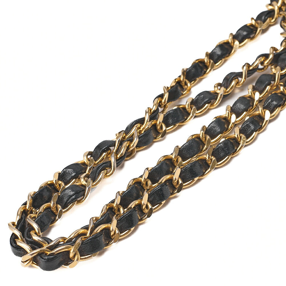 CHANEL Shoulder Bag Tote Bag Matelasse Plate Charm Fan Shaped Chain Shoulder Lambskin Black Gold-Tone Hardware, Pre-Owned