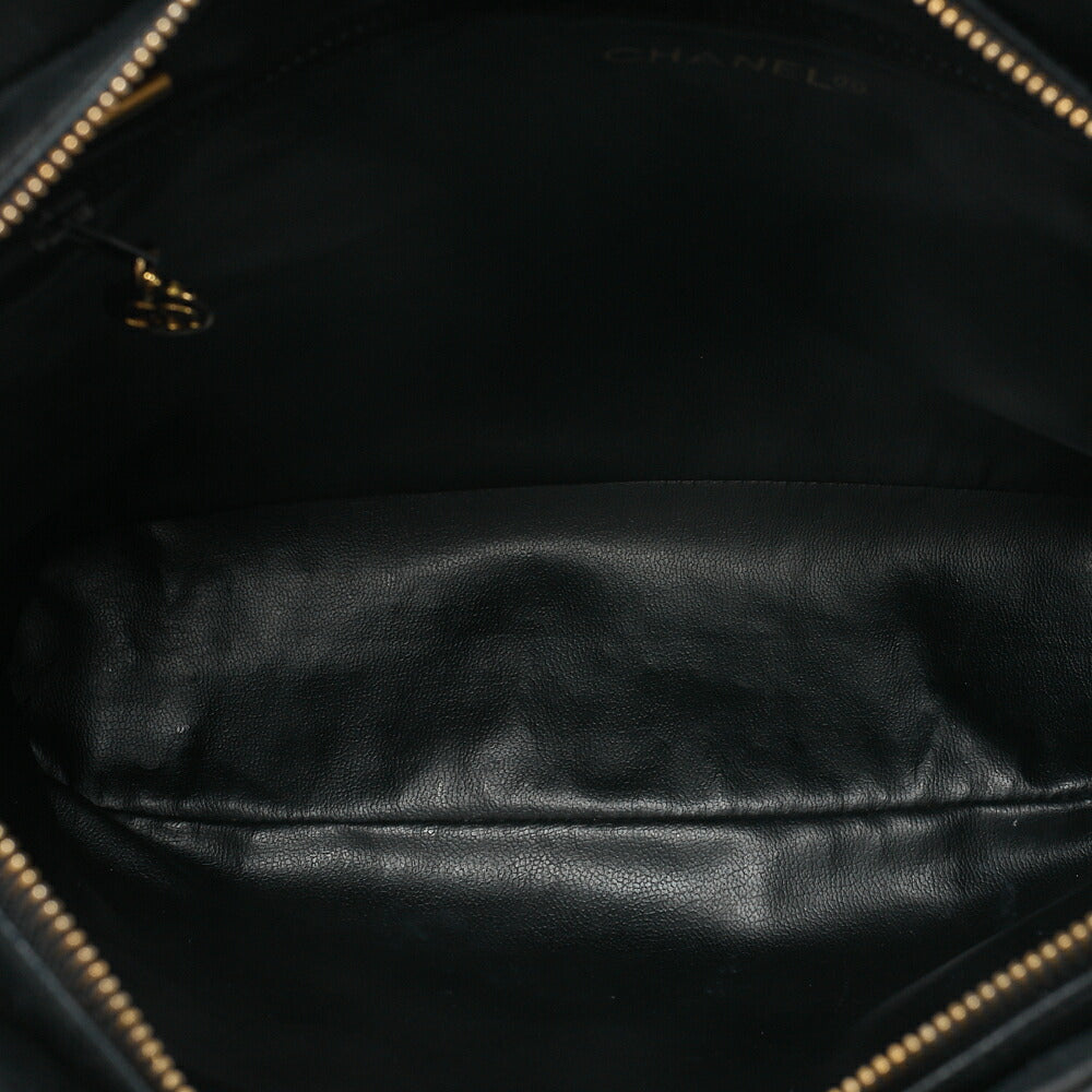 CHANEL Shoulder Bag Tote Bag Matelasse Plate Charm Fan Shaped Chain Shoulder Lambskin Black Gold-Tone Hardware, Pre-Owned
