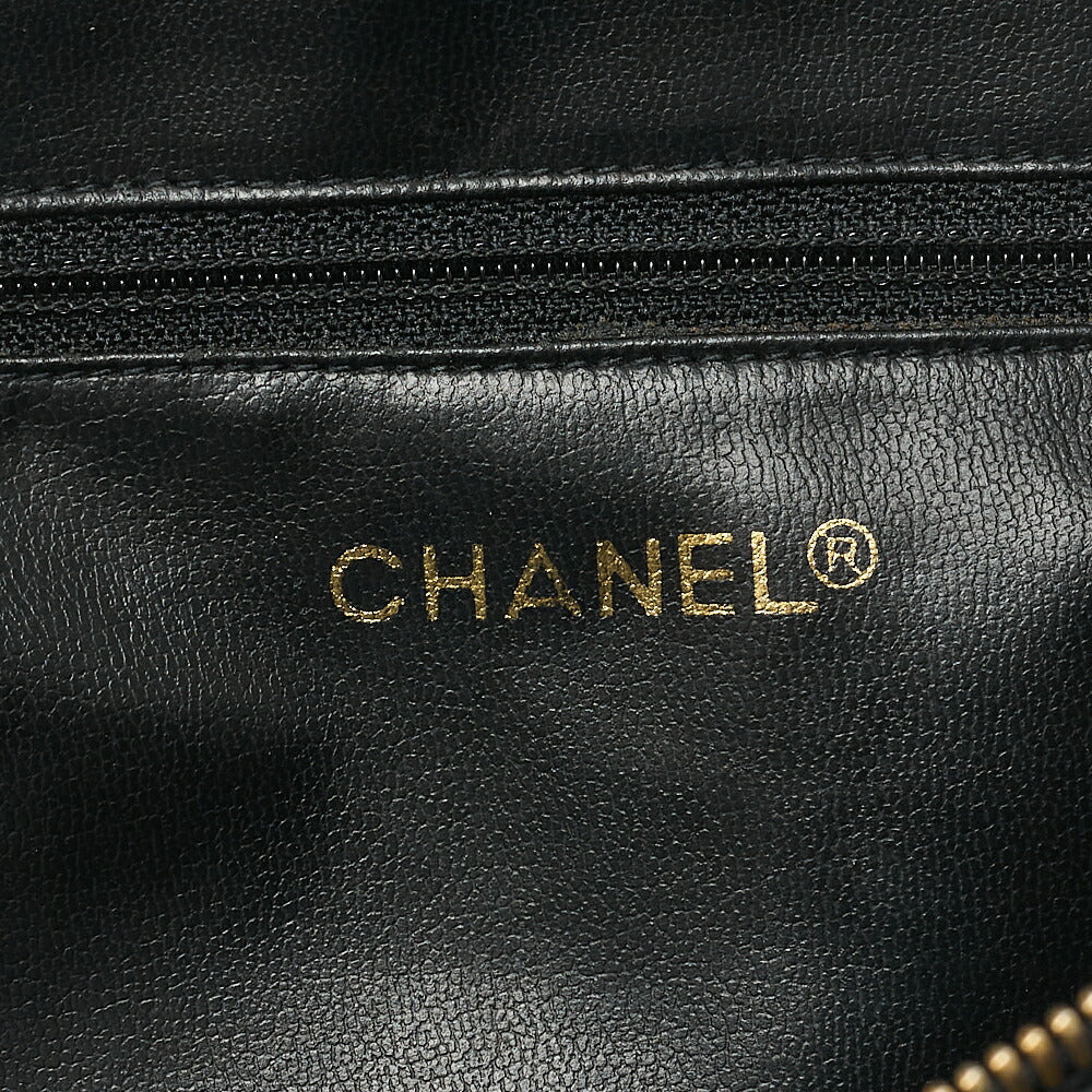 CHANEL Shoulder Bag Tote Bag Matelasse Plate Charm Fan Shaped Chain Shoulder Lambskin Black Gold-Tone Hardware, Pre-Owned