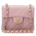 CHANEL Chain Shoulder Bag Mini Matrasse 17cm Lambskin Pink Single Flap Turnlock Gold-Tone Hardware, Pre-Owned