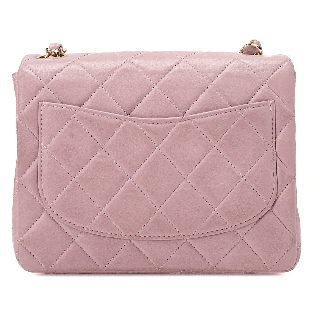 CHANEL Chain Shoulder Bag Mini Matrasse 17cm Lambskin Pink Single Flap Turnlock Gold-Tone Hardware, Pre-Owned