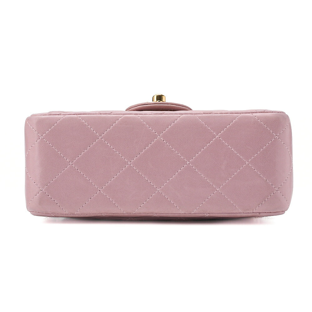 CHANEL Chain Shoulder Bag Mini Matrasse 17cm Lambskin Pink Single Flap Turnlock Gold-Tone Hardware, Pre-Owned