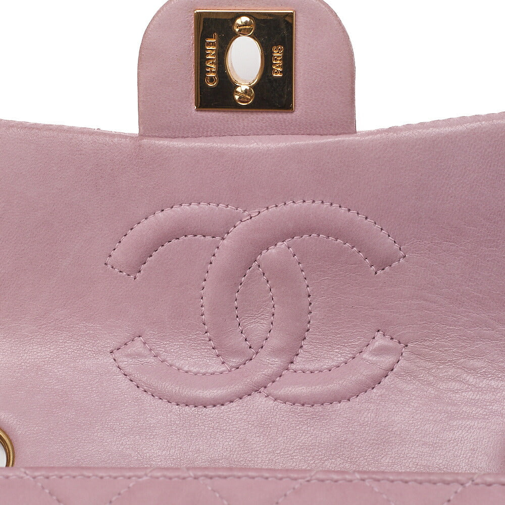 CHANEL Chain Shoulder Bag Mini Matrasse 17cm Lambskin Pink Single Flap Turnlock Gold-Tone Hardware, Pre-Owned