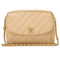 CHANEL Chain Shoulder Bag Matelasse Outside Flap Ball Charm Chain Shoulder Caviar Skin Beige Gold-Tone Hardware, Pre-Owned