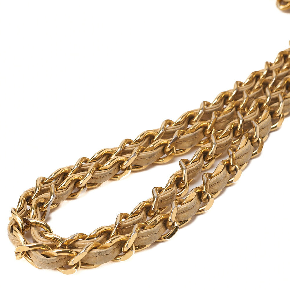 CHANEL Chain Shoulder Bag Matelasse Outside Flap Ball Charm Chain Shoulder Caviar Skin Beige Gold-Tone Hardware, Pre-Owned