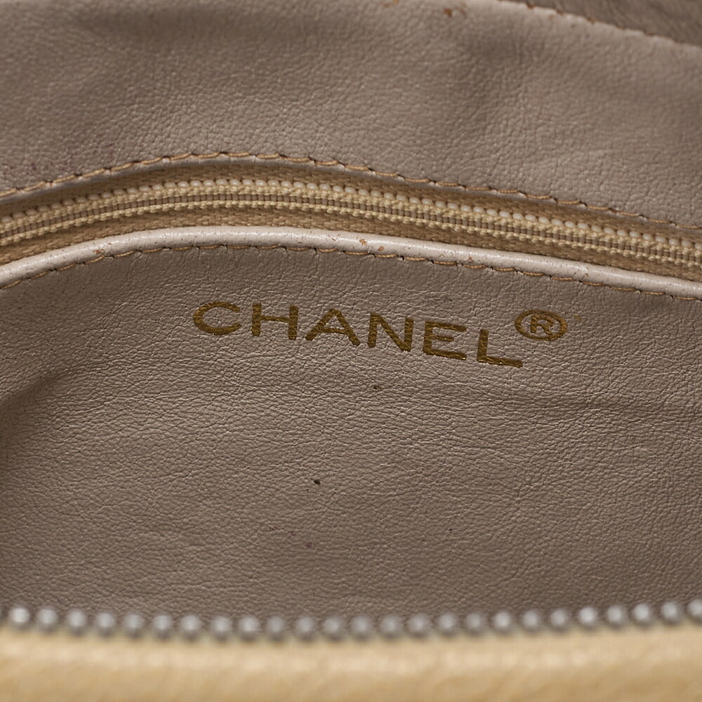 CHANEL Chain Shoulder Bag Matelasse Outside Flap Ball Charm Chain Shoulder Caviar Skin Beige Gold-Tone Hardware, Pre-Owned