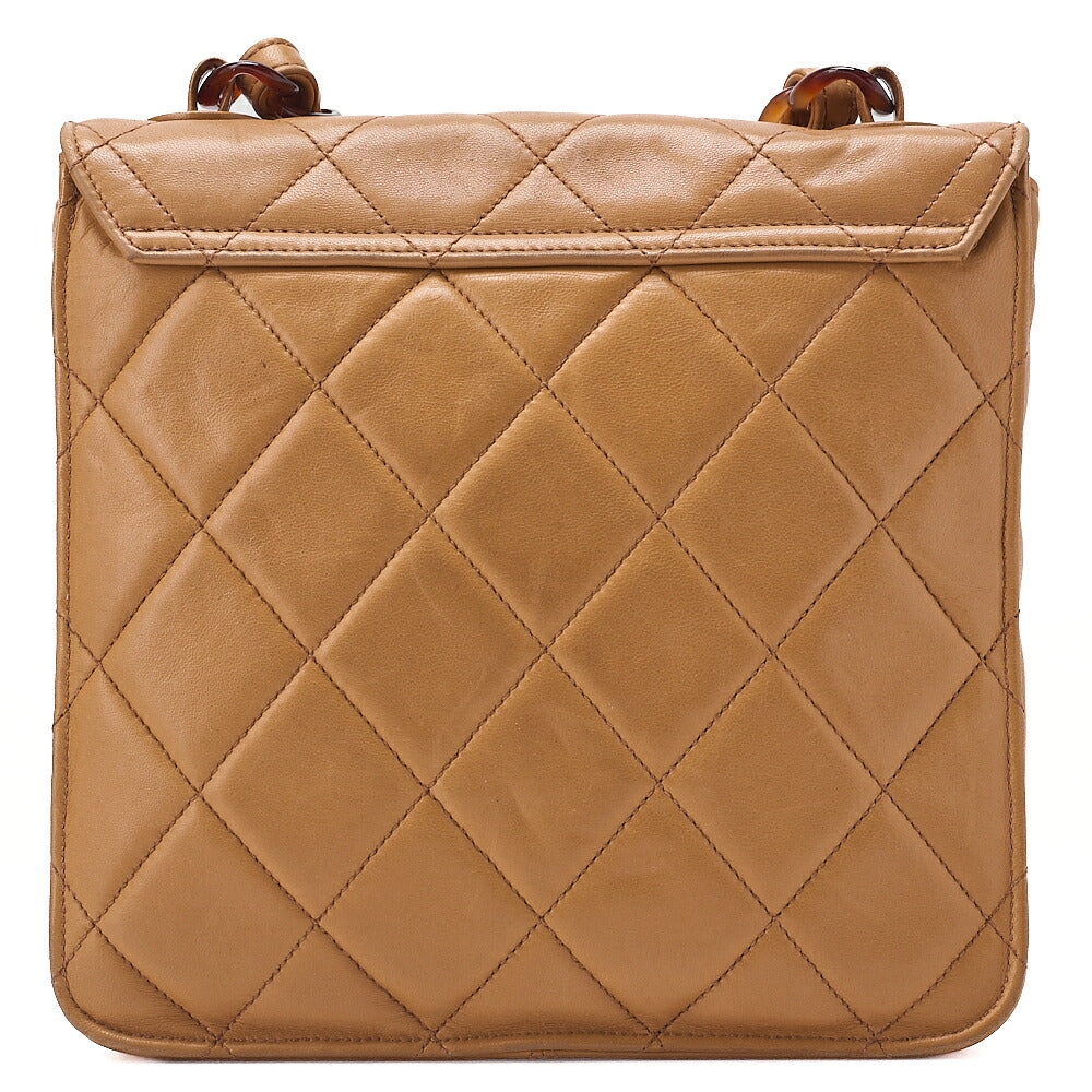 CHANEL Chain Shoulder Bag Matrasse Coco Mark Tortoiseshell Lambskin Beige x Brown Gold-Tone Hardware, Pre-Owned