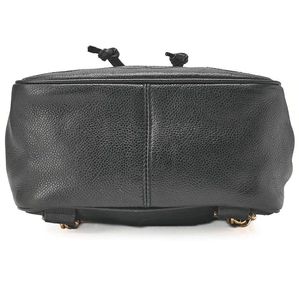 CHANEL Triple Coco Mark Turnlock Chain Backpack Caviar Skin Black Gold-Tone Hardware, Pre-Owned