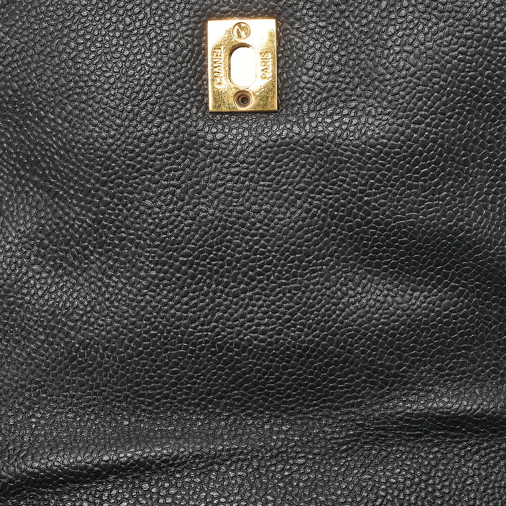 CHANEL Triple Coco Mark Turnlock Chain Backpack Caviar Skin Black Gold-Tone Hardware, Pre-Owned