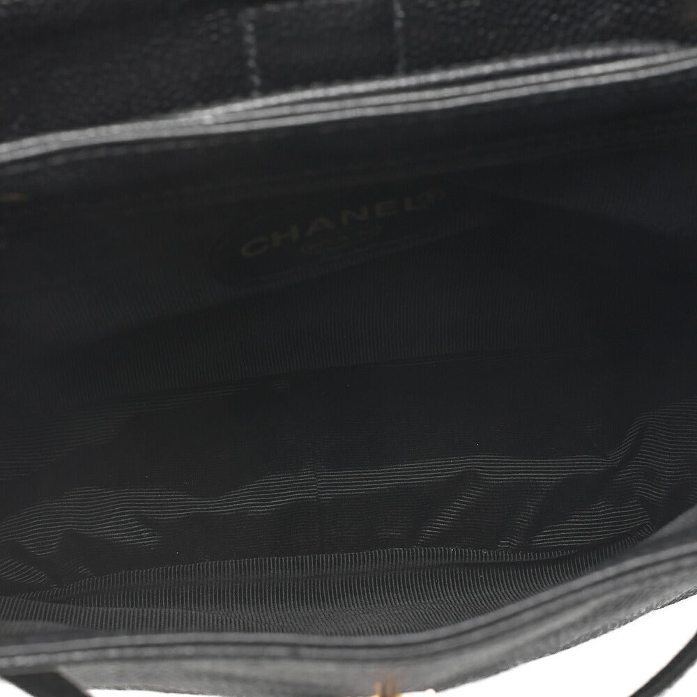 CHANEL Triple Coco Mark Turnlock Chain Backpack Caviar Skin Black Gold-Tone Hardware, Pre-Owned