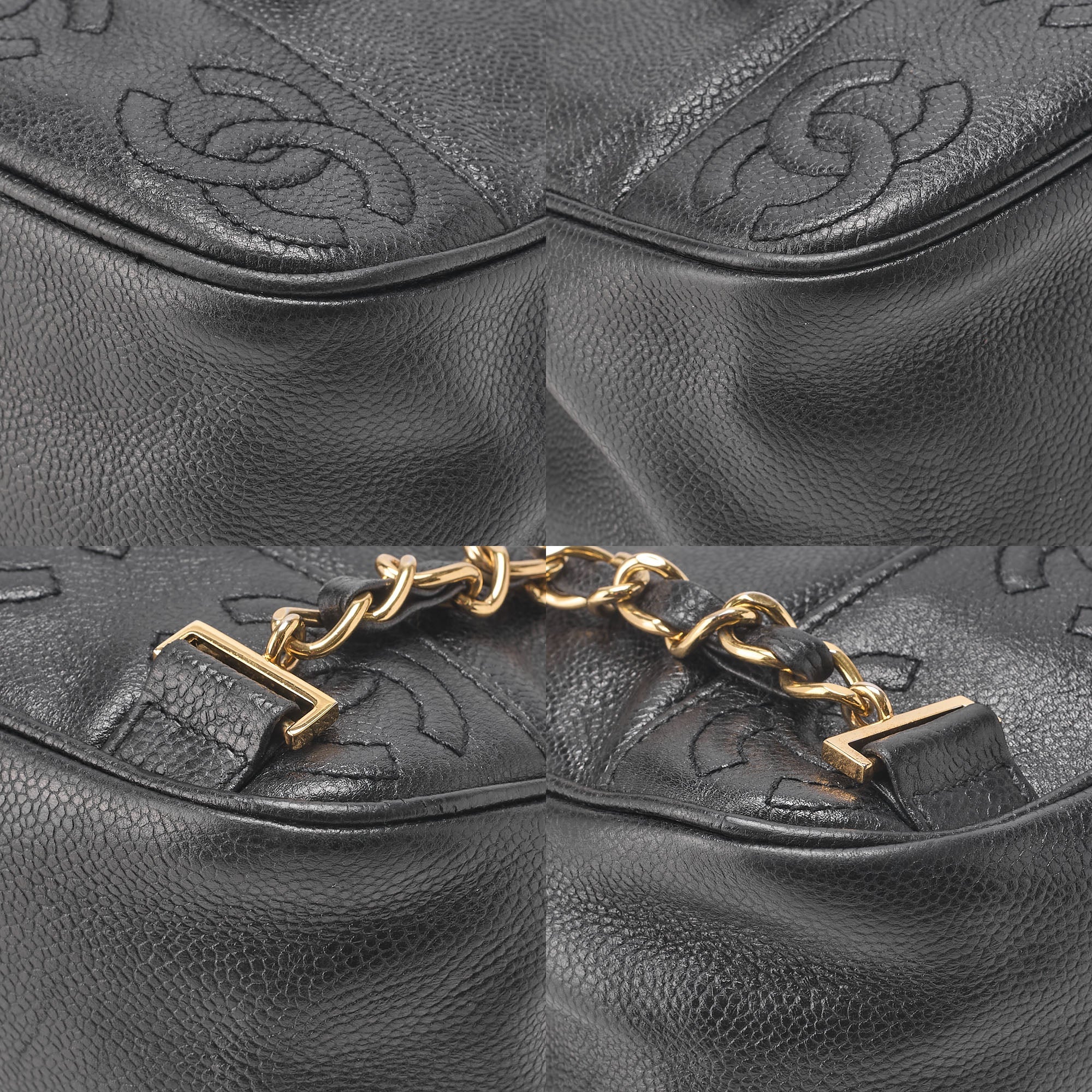 CHANEL Triple Coco Mark Turnlock Chain Backpack Caviar Skin Black Gold-Tone Hardware, Pre-Owned