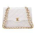 CHANEL Lambskin Matlassse 22cm Paris Limited Double Flap Shoulder Bag White Gold  x Silver-Tone Hardware, Pre-Owned