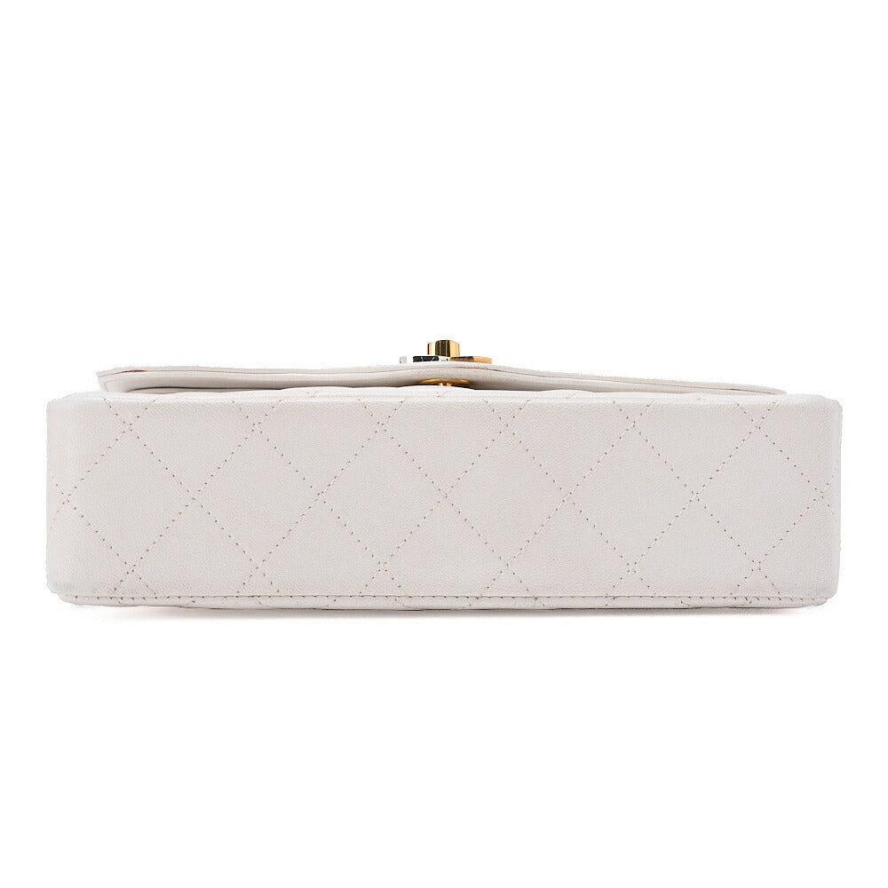 CHANEL Lambskin Matlassse 22cm Paris Limited Double Flap Shoulder Bag White Gold  x Silver-Tone Hardware, Pre-Owned