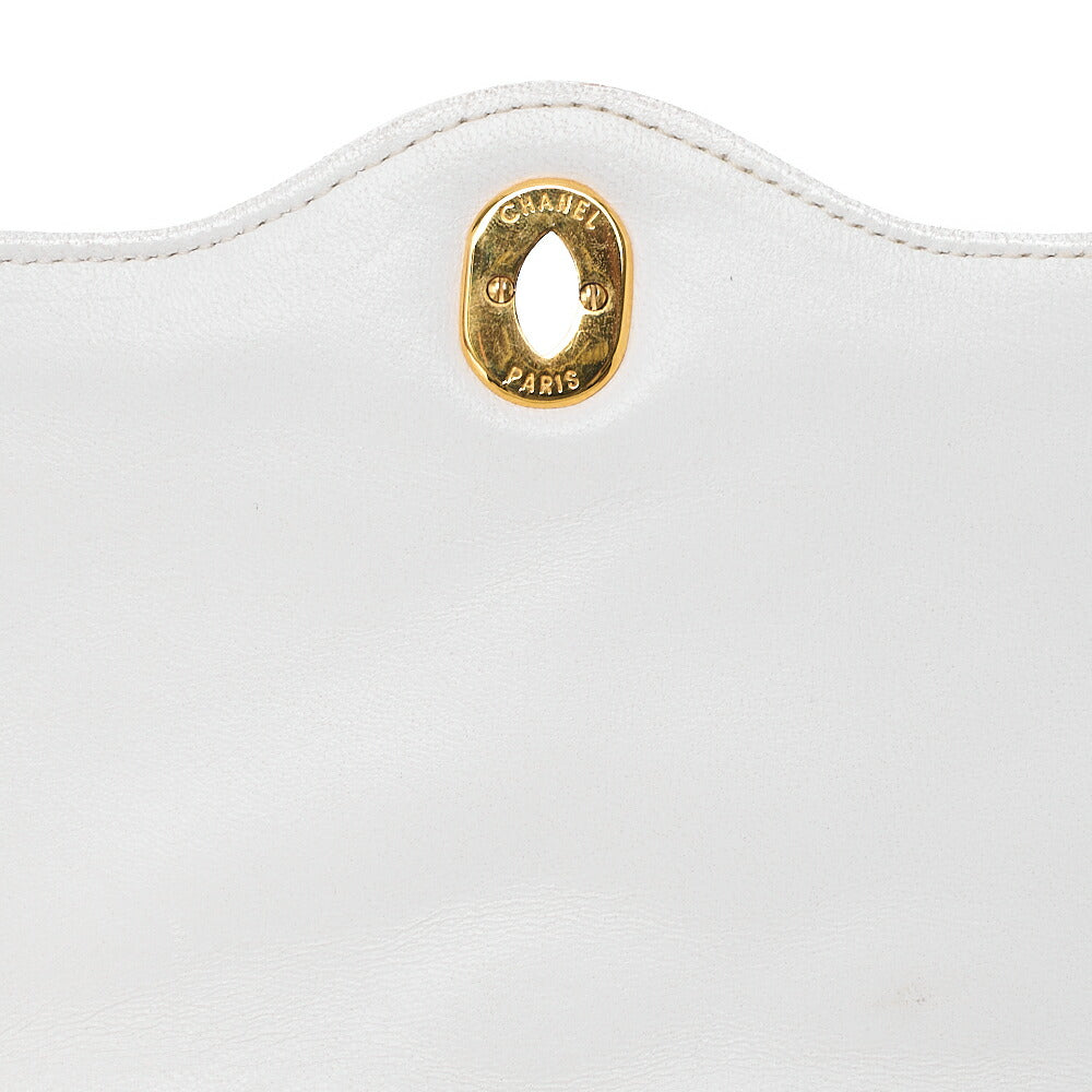 CHANEL Lambskin Matlassse 22cm Paris Limited Double Flap Shoulder Bag White Gold  x Silver-Tone Hardware, Pre-Owned
