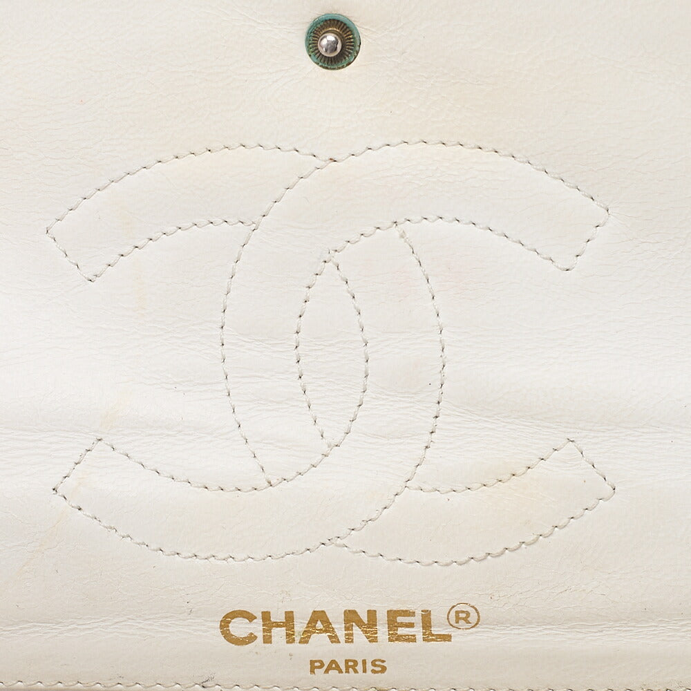 CHANEL Lambskin Matlassse 22cm Paris Limited Double Flap Shoulder Bag White Gold  x Silver-Tone Hardware, Pre-Owned
