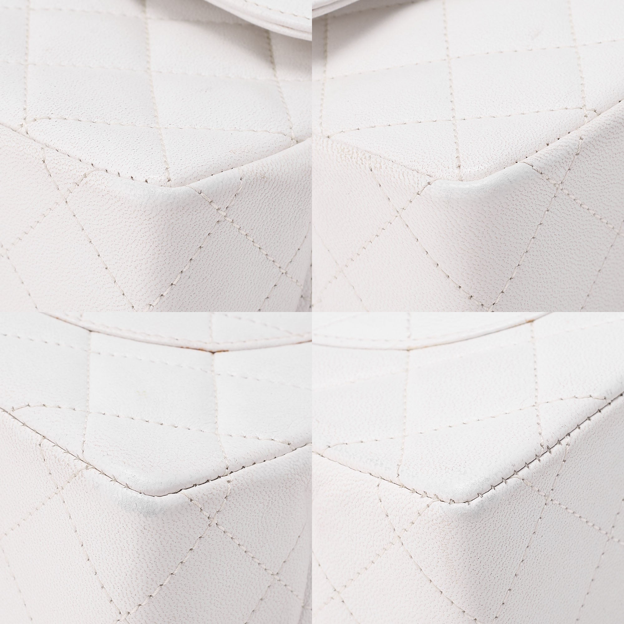 CHANEL Lambskin Matlassse 22cm Paris Limited Double Flap Shoulder Bag White Gold  x Silver-Tone Hardware, Pre-Owned