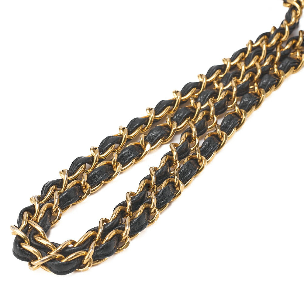 CHANEL Matelasse Logo Charm Shoulder Bag Caviar Skin Black Gold-Tone Hardware, Pre-Owned
