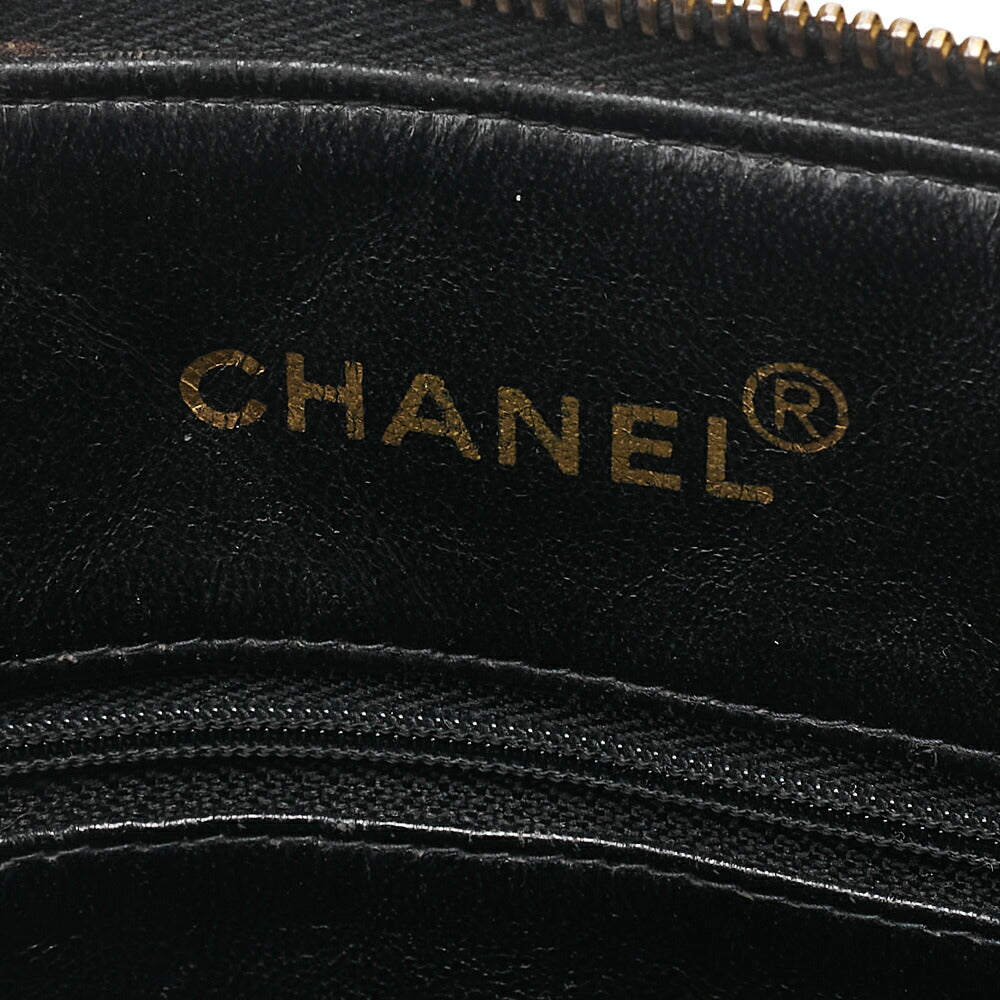 CHANEL Matelasse Logo Charm Shoulder Bag Caviar Skin Black Gold-Tone Hardware, Pre-Owned