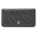 CHANEL Matelasse 2-Fold Long Wallet Caviar Skin Black Gold-Tone Hardware, Pre-Owned