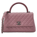CHANEL Shoulder Bag Matelasse Coco Handle 2WAY Handbag Caviar Skin x Lizard Purple Vintage-Tone Hardware, Pre-Owned