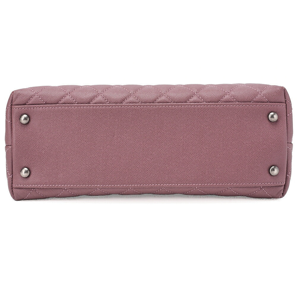 CHANEL Shoulder Bag Matelasse Coco Handle 2WAY Handbag Caviar Skin x Lizard Purple Vintage-Tone Hardware, Pre-Owned
