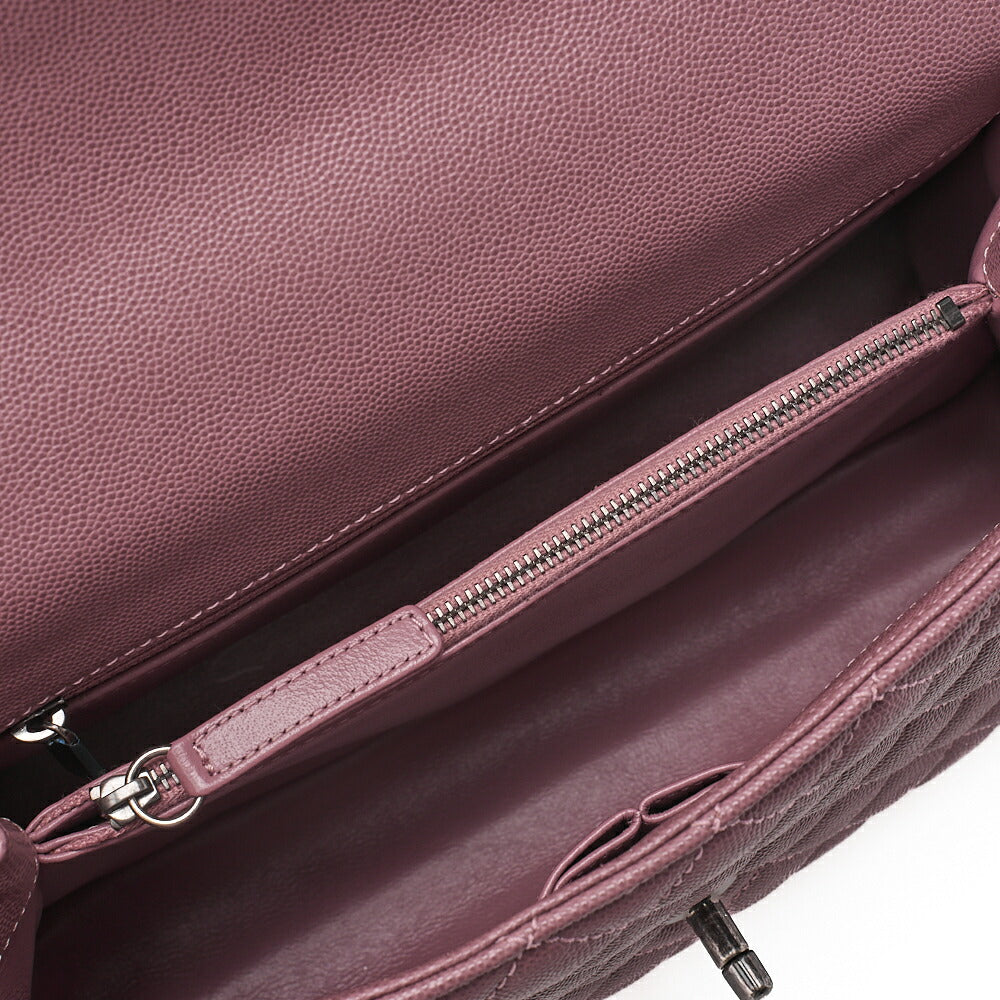 CHANEL Shoulder Bag Matelasse Coco Handle 2WAY Handbag Caviar Skin x Lizard Purple Vintage-Tone Hardware, Pre-Owned