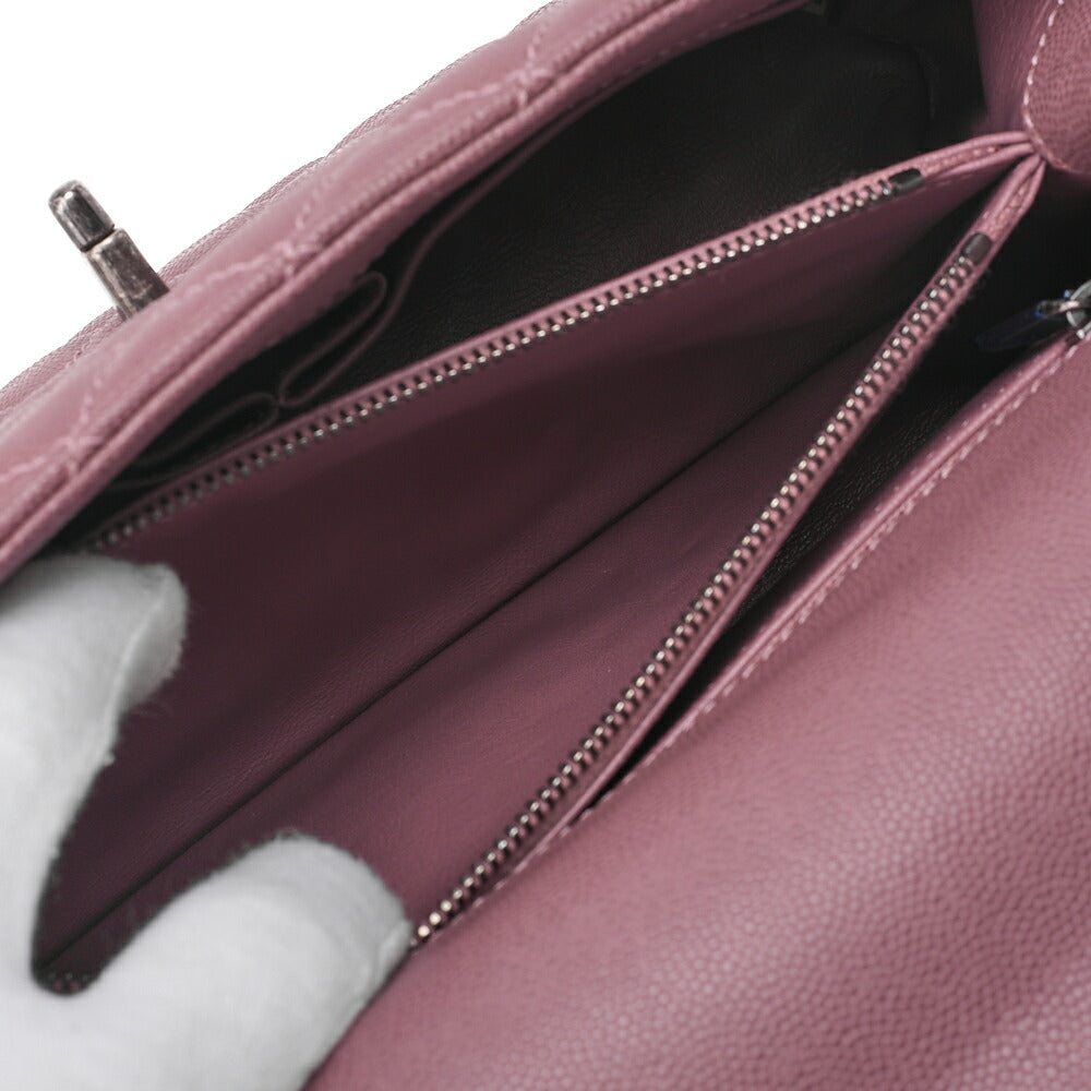 CHANEL Shoulder Bag Matelasse Coco Handle 2WAY Handbag Caviar Skin x Lizard Purple Vintage-Tone Hardware, Pre-Owned