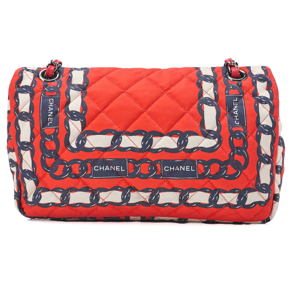 CHANEL Shoulder Bag Matelasse 25cm Belt Pattern Single Chain Shoulder Cotton x Lambskin Bicolor Silver-Tone Hardware, Pre-Owned