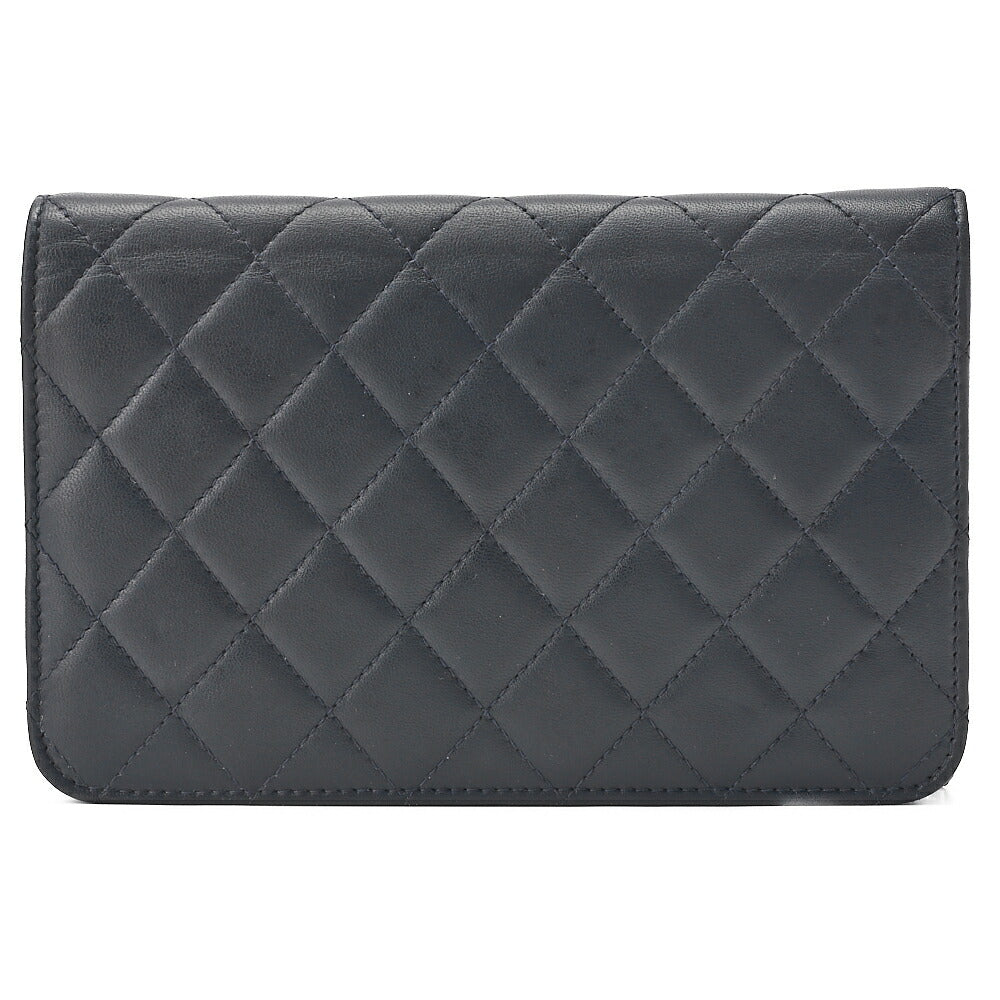 CHANEL Matelasse Chain Wallet Lambskin Coco Rock Navy Silver-Tone Hardware, Pre-Owned