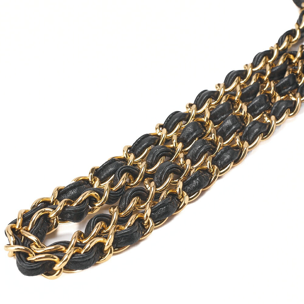 CHANEL Shoulder Bag Matelasse Plate Charm Camera Bag Chain Shoulder Lambskin Black Gold-Tone Hardware, Pre-Owned
