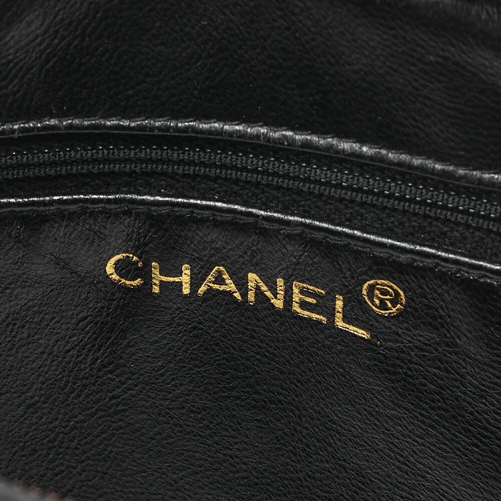 CHANEL Shoulder Bag Matelasse Plate Charm Camera Bag Chain Shoulder Lambskin Black Gold-Tone Hardware, Pre-Owned