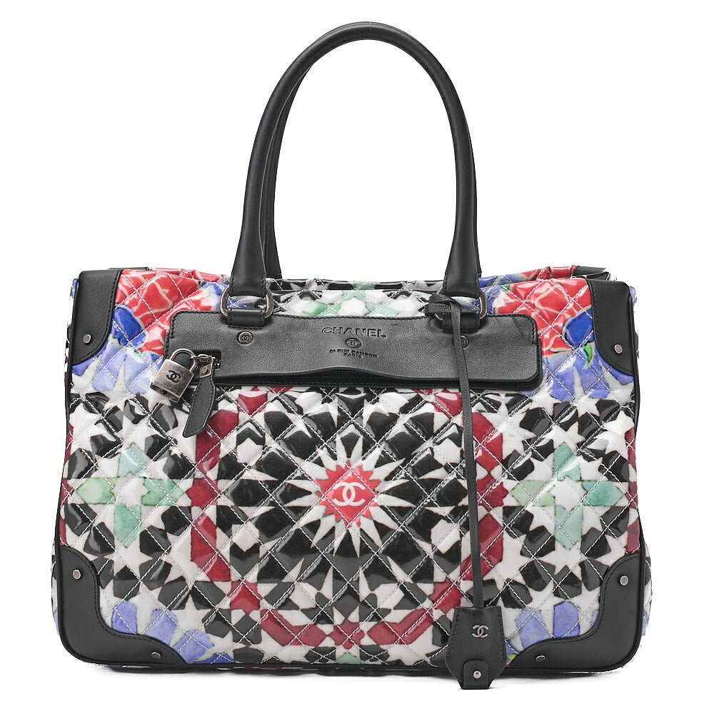 CHANEL Matelasse Coco Mark Handbag Lambskin x Enamel Multicolor Silver-Tone Hardware, Pre-Owned