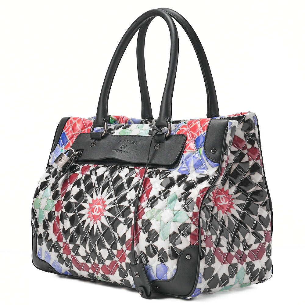 CHANEL Matelasse Coco Mark Handbag Lambskin x Enamel Multicolor Silver-Tone Hardware, Pre-Owned