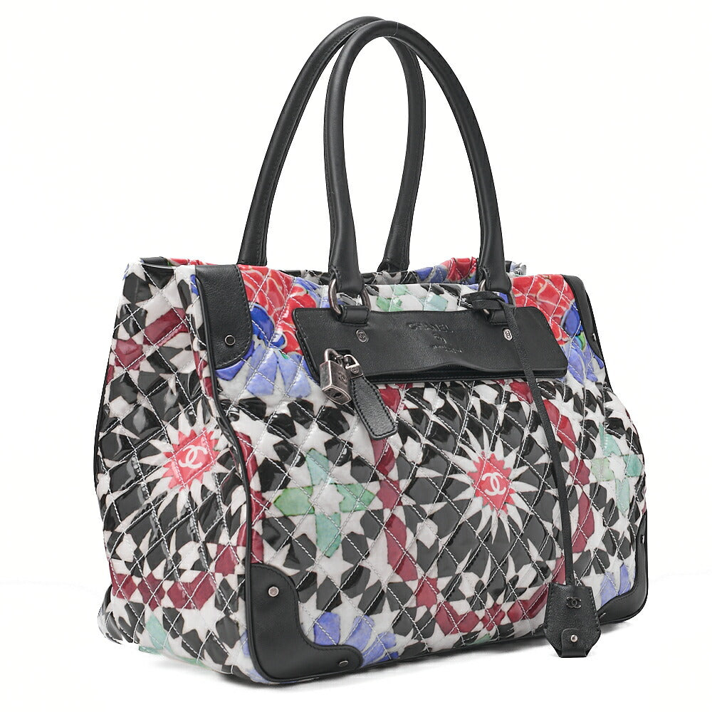 CHANEL Matelasse Coco Mark Handbag Lambskin x Enamel Multicolor Silver-Tone Hardware, Pre-Owned