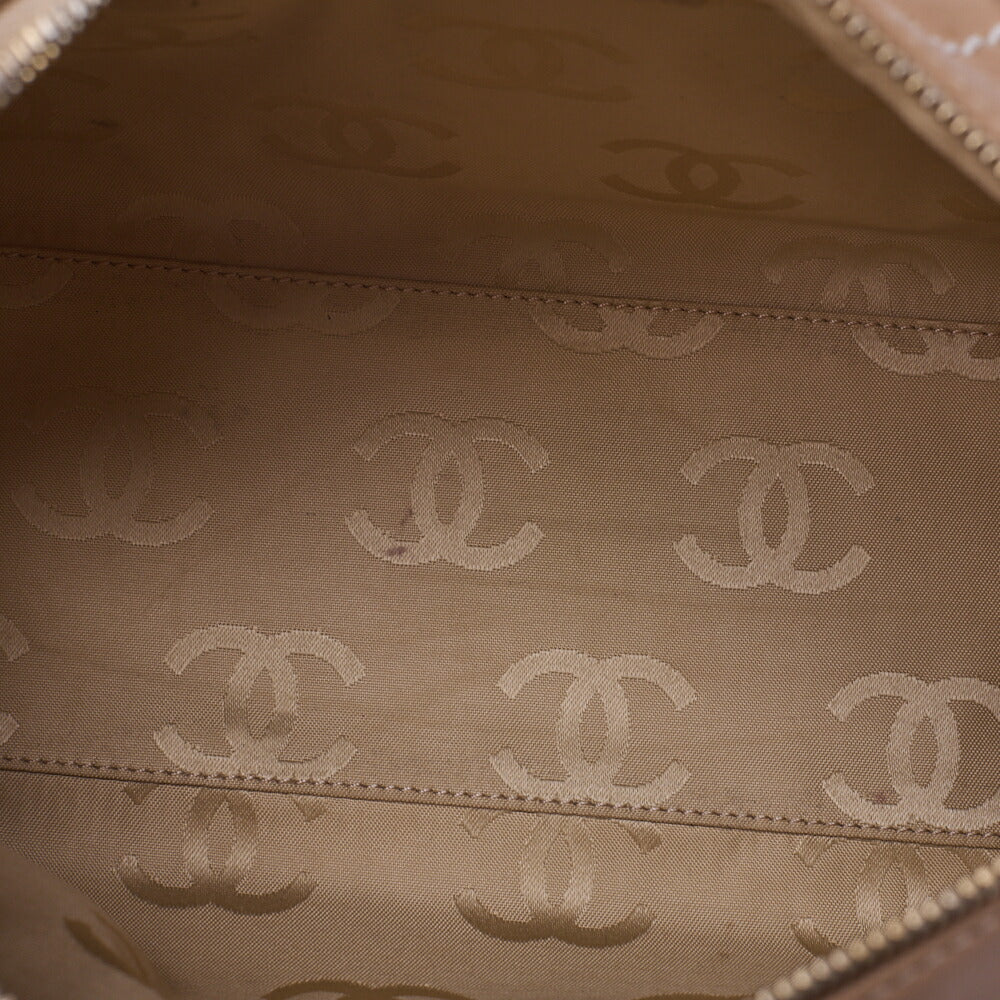 CHANEL One Shoulder Bag Coco Mark Wild Stitch Calfskin Beige Gold-Tone Hardware, Pre-Owned