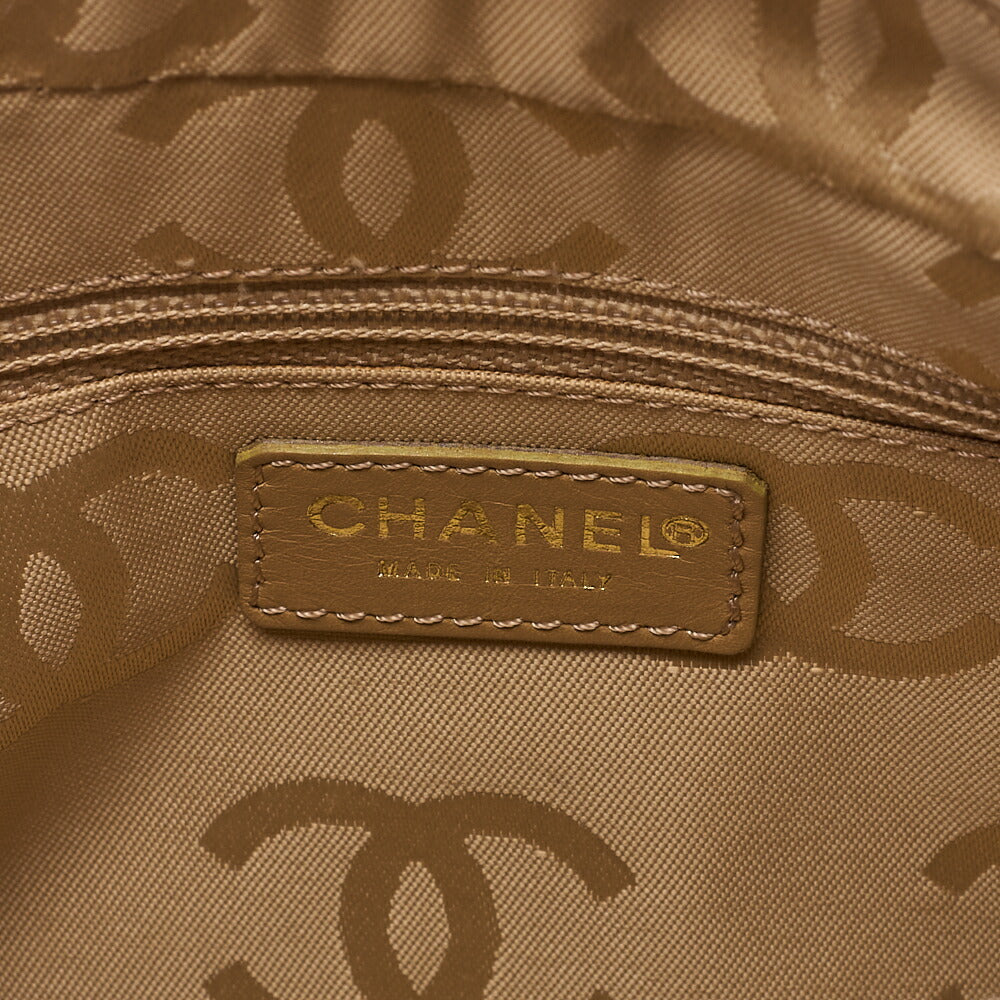 CHANEL One Shoulder Bag Coco Mark Wild Stitch Calfskin Beige Gold-Tone Hardware, Pre-Owned