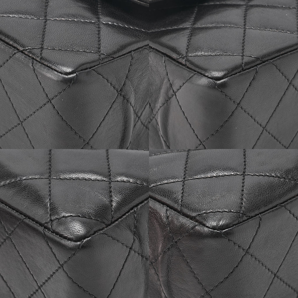 CHANEL Lambskin Matelasse 25cm Paris Limited Double Flap Shoulder Bag Black Gold-Tone Hardware, Pre-Owned