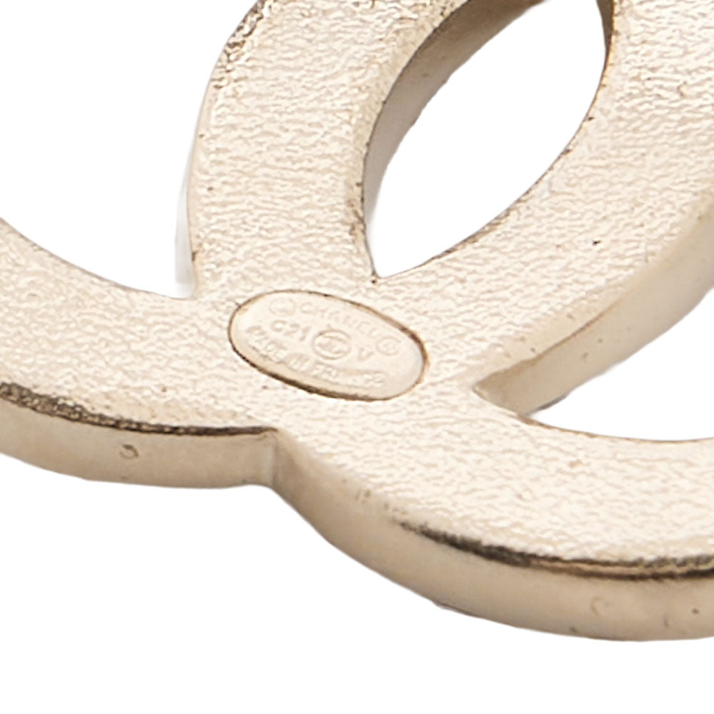 CHANEL Cocomark C21V Brooch GP x Rhinestone Champagne Gold Gold-Tone Hardware, Pre-Owned