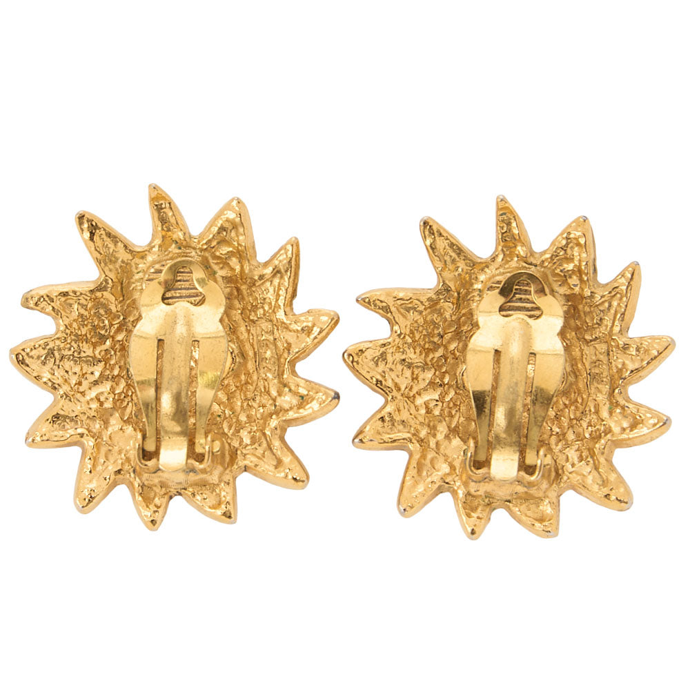 CHANEL Sun Lion Print Earrings GP Gold (Gold Plated) Gold-Tone Hardware, Pre-Owned