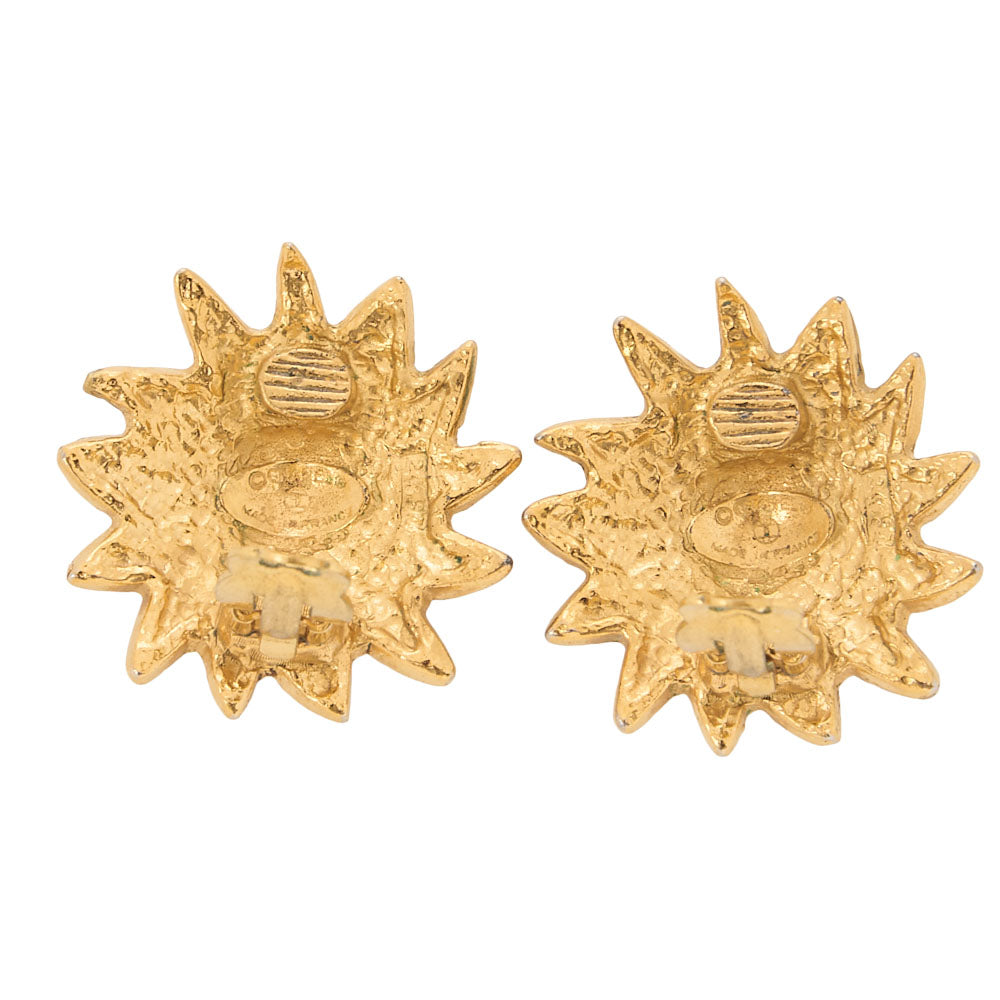 CHANEL Sun Lion Print Earrings GP Gold (Gold Plated) Gold-Tone Hardware, Pre-Owned