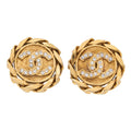 CHANEL Coco Mark Earrings 23B Gold Gold-Tone Hardware, Pre-Owned