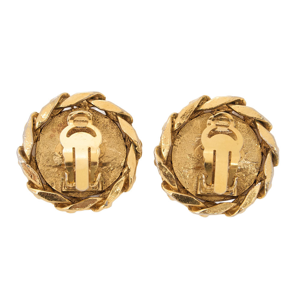 CHANEL Coco Mark Earrings 23B Gold Gold-Tone Hardware, Pre-Owned