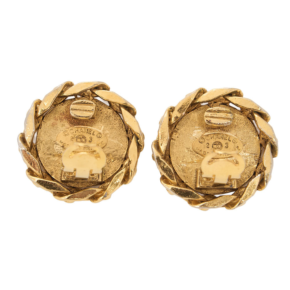 CHANEL Coco Mark Earrings 23B Gold Gold-Tone Hardware, Pre-Owned