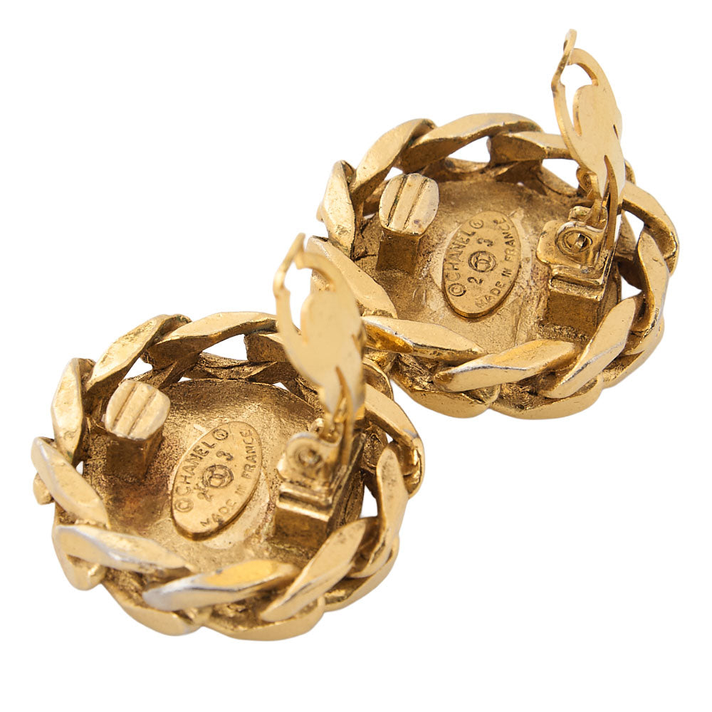 CHANEL Coco Mark Earrings 23B Gold Gold-Tone Hardware, Pre-Owned