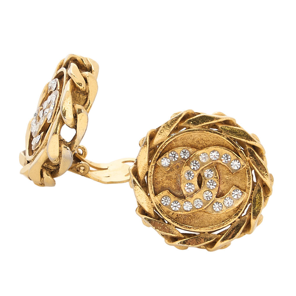 CHANEL Coco Mark Earrings 23B Gold Gold-Tone Hardware, Pre-Owned