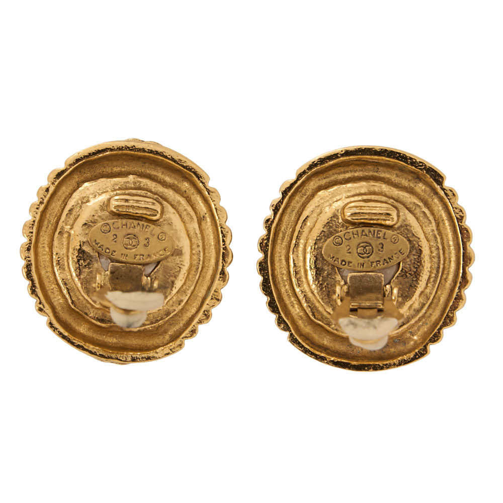 CHANEL Chanel Earrings 23 GP x Faux Pearl Gold Gold-Tone Hardware, Pre-Owned