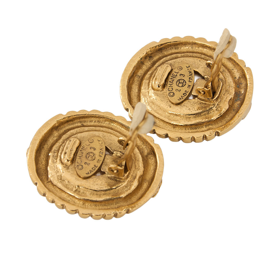 CHANEL Chanel Earrings 23 GP x Faux Pearl Gold Gold-Tone Hardware, Pre-Owned
