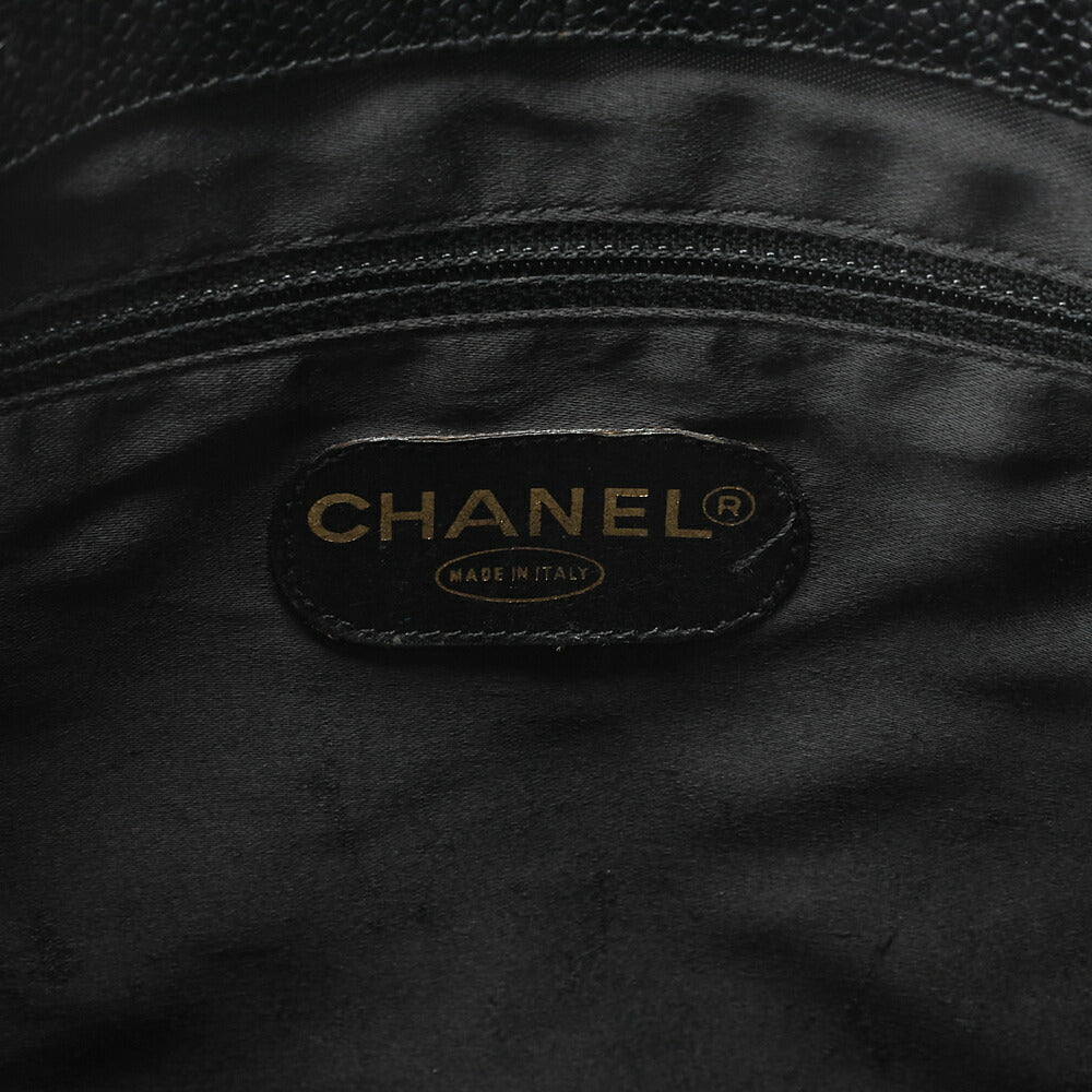 CHANEL Big Coco Mark Double Chain Shoulder with Ball Charm Large Size Caviar Skin Black Gold-Tone Hardware, Pre-Owned