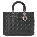 Dior Lady Dior Canage Handbag Large Size Lambskin Silver -Tone Hardware, Pre-Owned