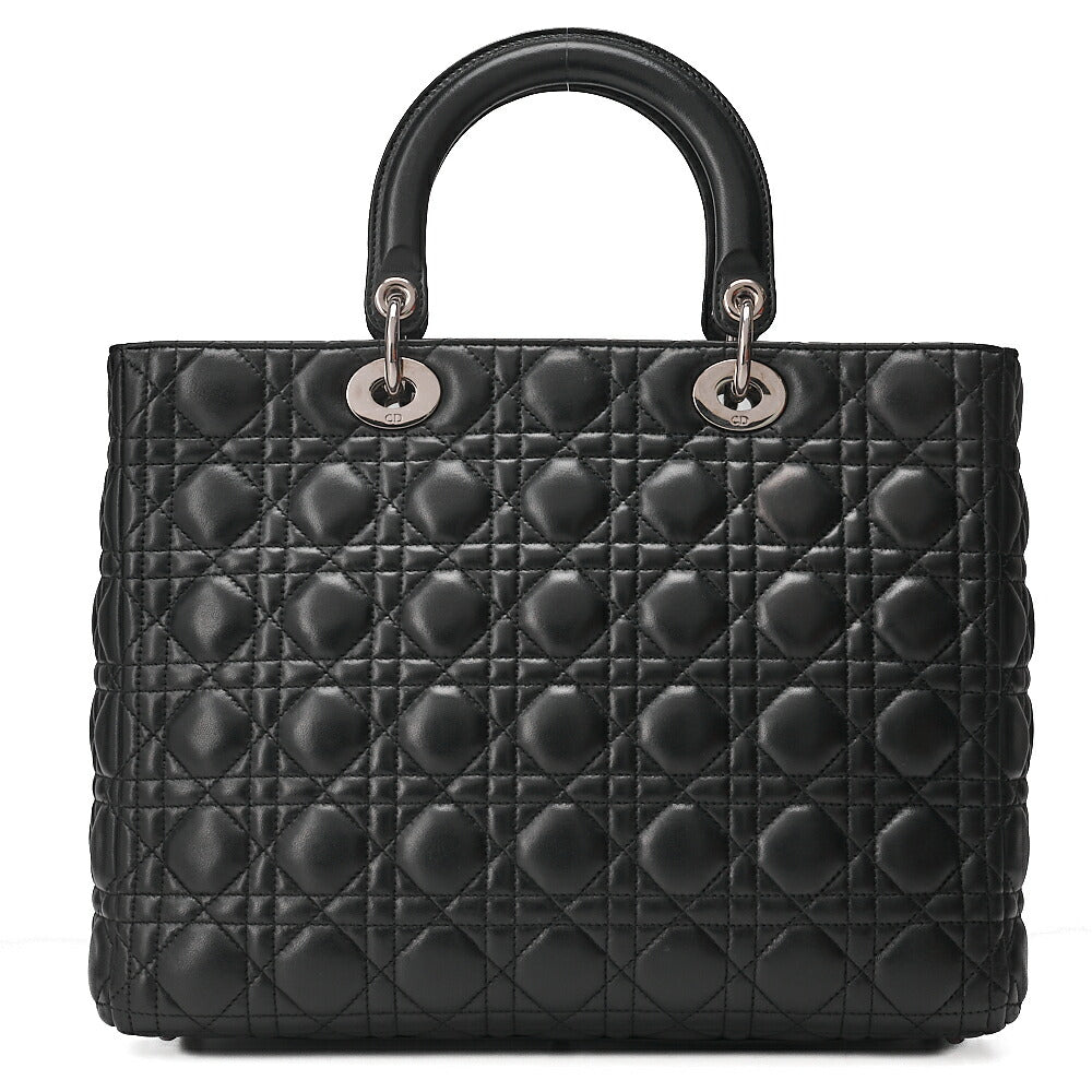 Dior Lady Dior Canage Handbag Large Size Lambskin Silver -Tone Hardware, Pre-Owned